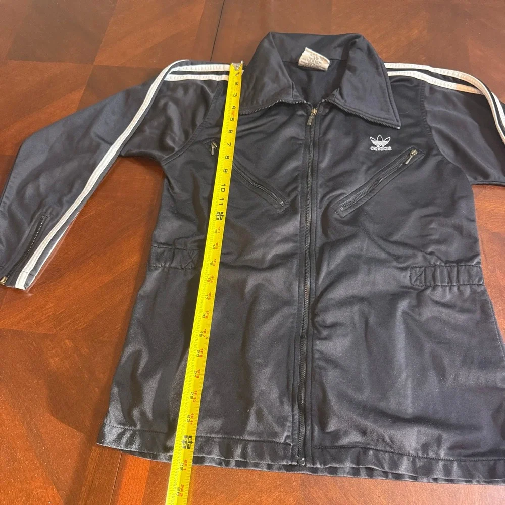 Adidas Track Jacket‎ Black White Stripes Zip Front Collared Size M